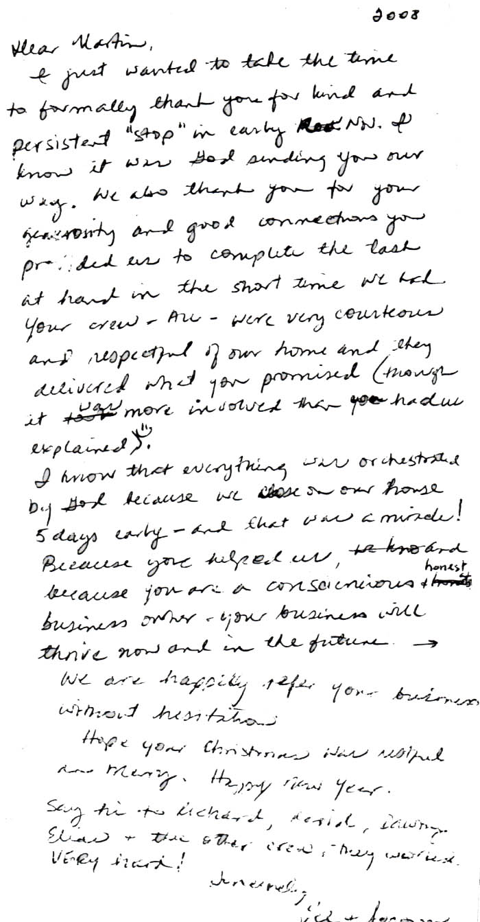 testimonial letter #139 for Dawson Foundation Repair