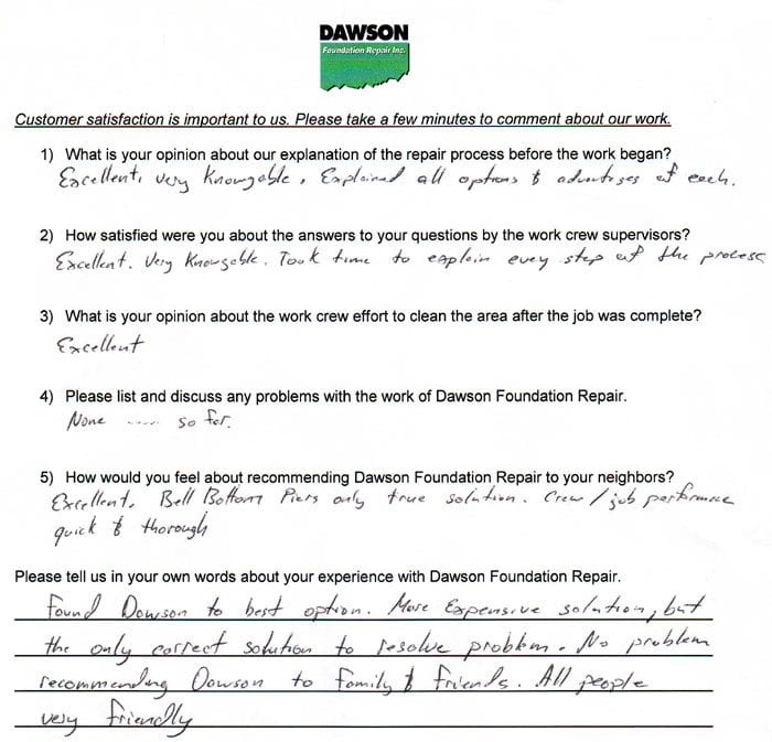 Foundation Repair in Richmond, Texas - testimonial #588