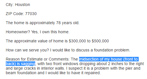 When the midsection of a house is sagging it is suggesting a serious foundation problem.