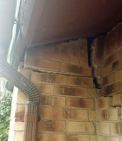 This exterior brick crack show what soil movement can do to the home's exterior.