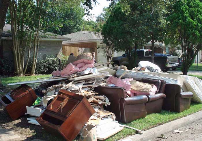 Most flooded houses had to dispose of most or all of their furniture because it was ruined by the toxic waters from Hurricane Harvey.