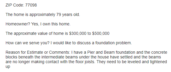 When the interior beams are not making contact with the concrete blocks then the homeowner should take immediate action.