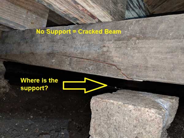 When support is lost it can lead to cracked support beams and additional damage to the frame of the house.