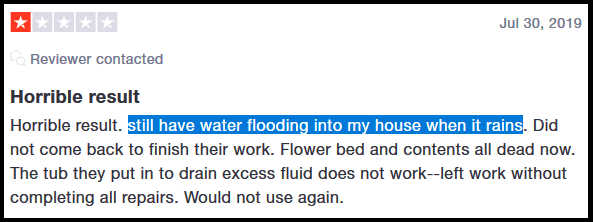 Home owner complaint about poor results from foundation repair work