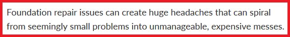 Homeowner complaint about foundation repair issues