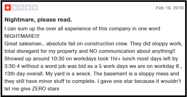 Homeowner complaint about foundation repair work on his house that he called a nightmare