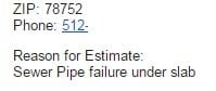 This Austin homeowner has a major problem with a sewer pipe failure in the slab foundation.