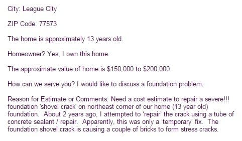 Home Foundation Problems in League City, Texas.