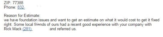 Dawson Foundation Repair received a majority of its new customers through referrals.