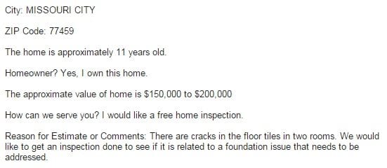 Cracks in the tile floors of the Missouri City home are almost certainly the result of foundation stress and movement.